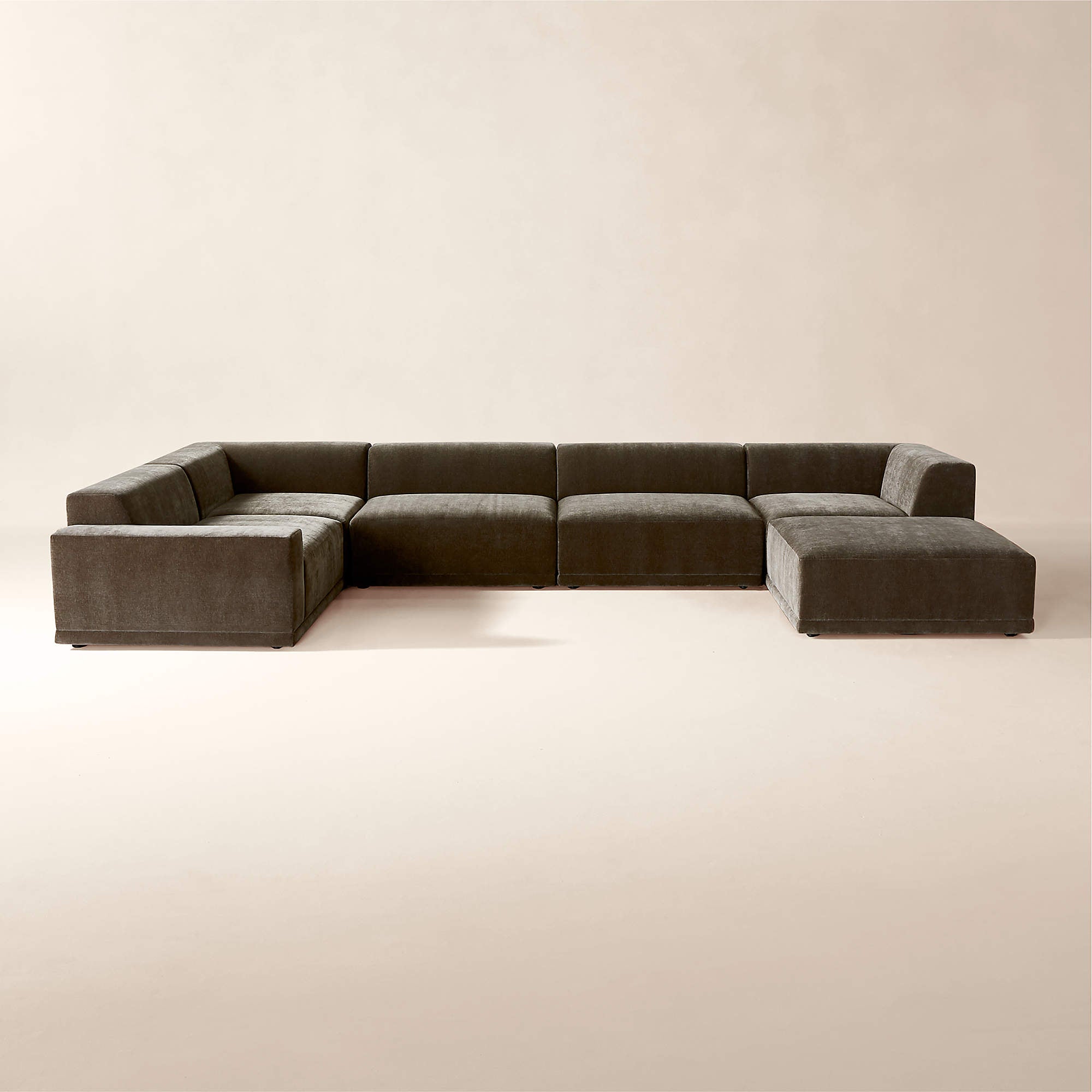 4-Piece Grey Performance Velvet Deep Depth Sectional Sofa with Right-Arm $4,896.00
