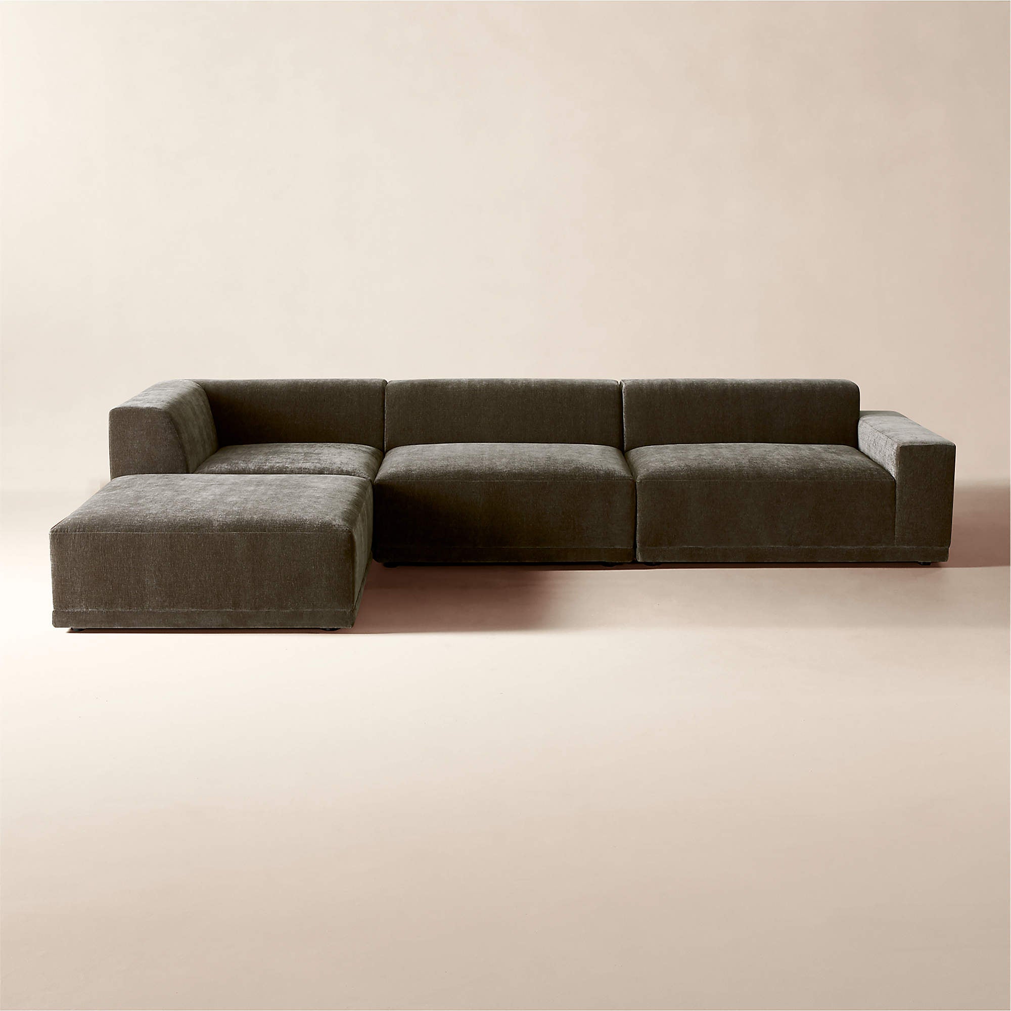 4-Piece Grey Performance Velvet Deep Depth Sectional Sofa with Right-Arm $4,896.00