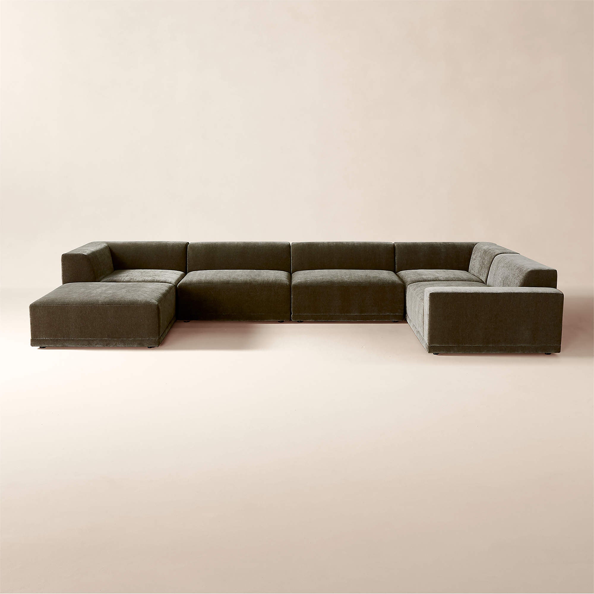 4-Piece Grey Performance Velvet Deep Depth Sectional Sofa with Right-Arm $4,896.00