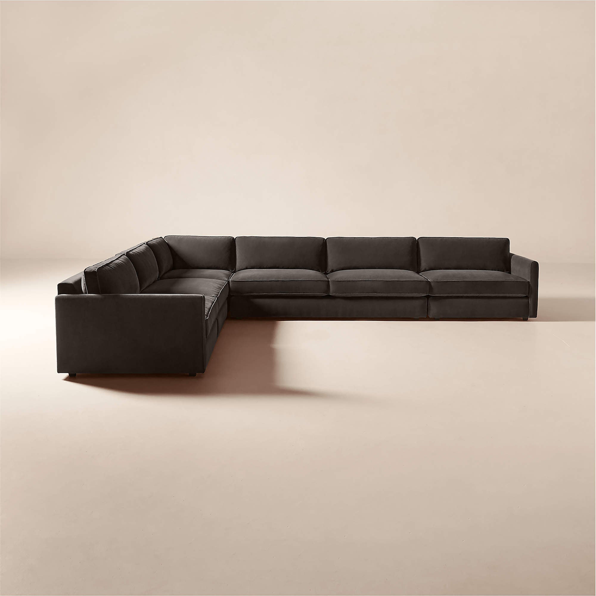 Malea 4-Piece L-Shaped Charcoal Grey Performance Fabric Sectional Sofa with Ottoman